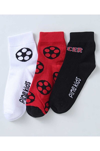 Pine kids Pine Kids Ankle Length Socks with Logo Design Pack Of 3 (Colour May Vary)