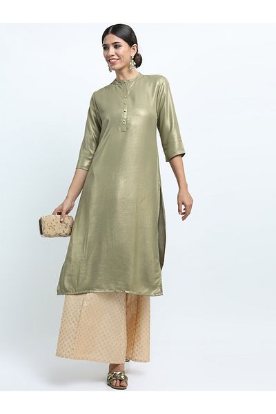 Vishudh By Styli Women Olive Green Solid Kurta