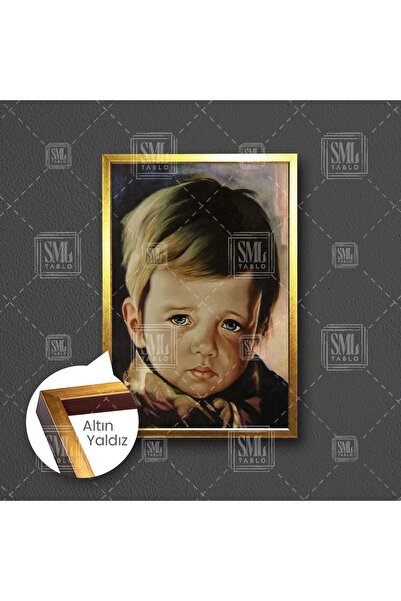 SML TABLO Ağlayan Çocuk Bruno Amadio Çiko Başyapıt Dekor Çerçeveli Dikey Kanvas Tablo