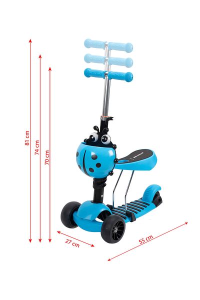 ACTION ONE Trotineta Big Wheels 3 in 1 cu roti luminoase si late, albastru