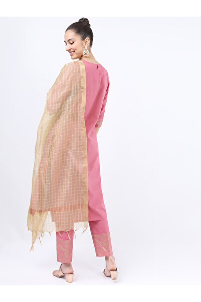 Vishudh By Styli Women Pink Printed Kurta Set with Dupatta