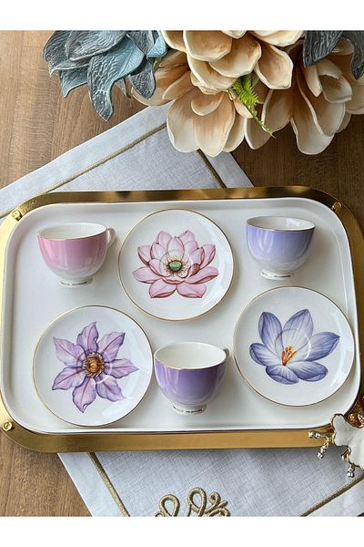 Mikasa Moor Turkish Coffee Cup Lotus 12 Pieces for 6 People