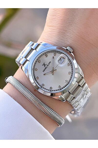 Daniel Klein Taşlı Ve Takvimli Kadran Çelik Kordon 2 Yıl Garantili Kadın Kol Saati BDK.1.10848.1