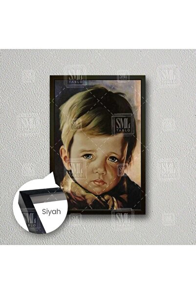 SML TABLO Ağlayan Çocuk Bruno Amadio Çiko Başyapıt Dekor Çerçeveli Dikey Kanv...