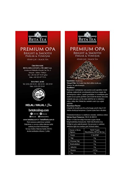 Beta Premium Opa Siyah Çay 750 Gr, Sri Lanka'dan İthal % 100 Seylon Siyah Çay