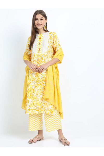 Vishudh By Styli Women Yellow Printed Kurta Set