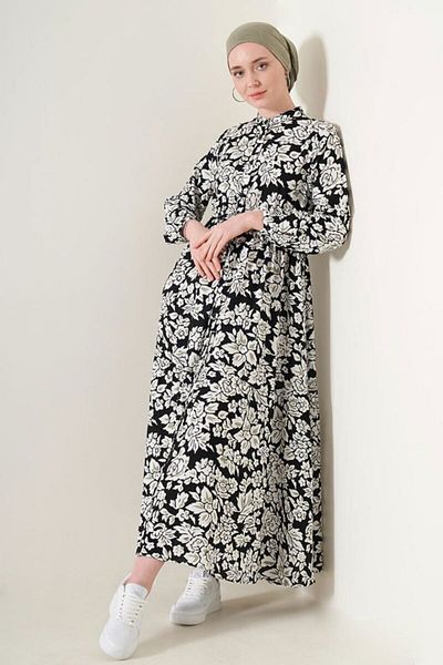 modaserdem 2144 Judge Collar Hijab Dress - Black