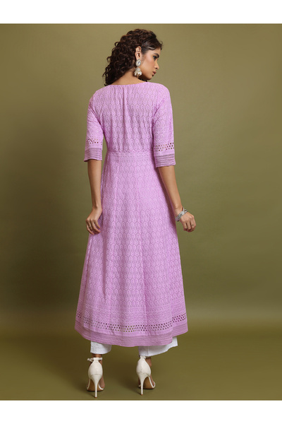 Vishudh By Styli Geometric Embroidered Thread Work Anarkali Kurta