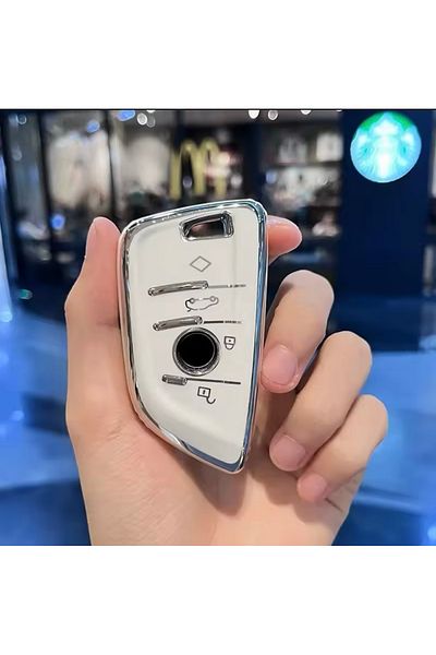 YıldızTuning Cover for Bmw F40 F44 G20 G22 G30 X1 X3 G01 White-Silver Key Case