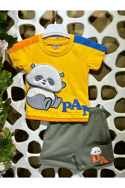 MİNYON BABY Panda Detailed Printed Men's Bottom Top Set