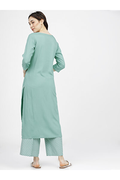 Vishudh By Styli Women Green Printed Kurta and Palazzo Set