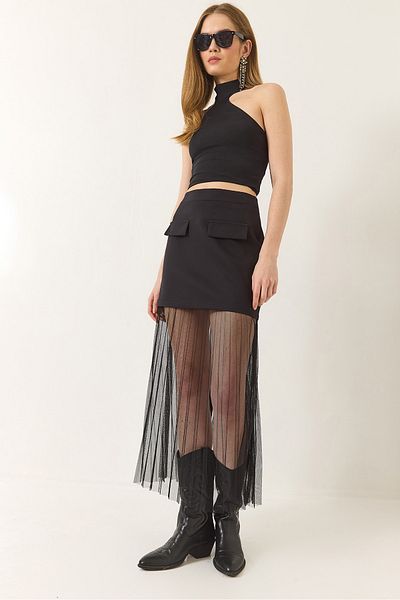 Bianco Lucci Women's Tulle-Detailed Skirt: De 251044 , 60283234