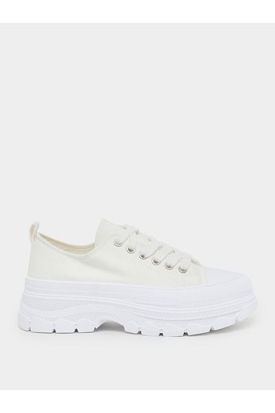 Styli Two Tone Cap Toe Platform Sneakers with Back Pull Tab