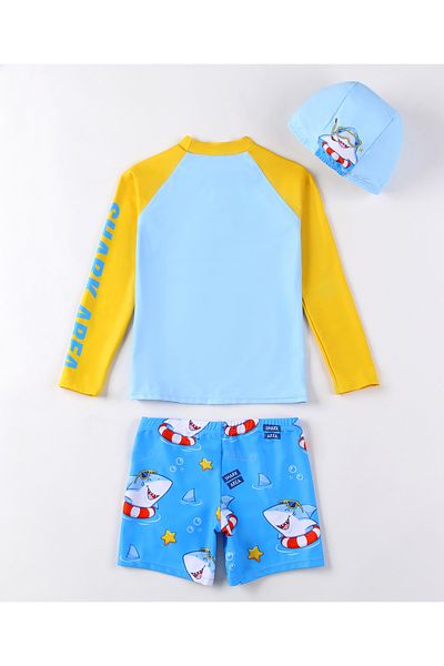 SAPS SAPS Shark Printed Full Sleeves Two Piece Swimsuit - Blue
