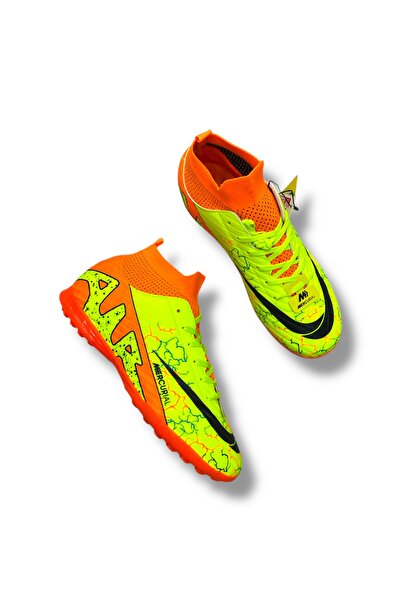 Güneş Mercurıal Çoraplı Halısaha Ayakkabı Sarı Turuncu Desenli