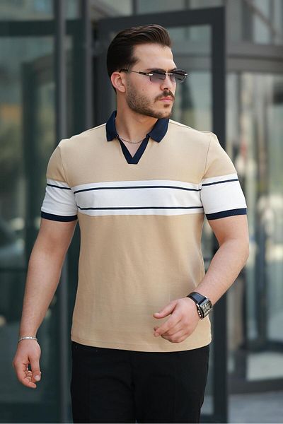 Miron Μπλουζάκι Kamel White Δίχρωμο Polo γιακά κοντομάνικο-2514