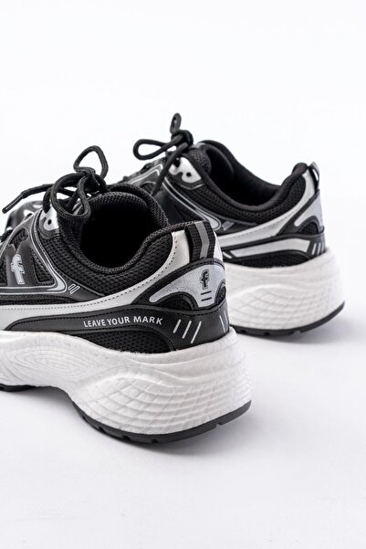 Aymood F-329 Siyah Günlük Bağcıklı Beyaz Tabanlı Yazlık Spor Ayakkabı