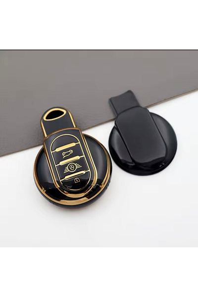 YıldızTuning Cover for Mini Cooper Countryman F60 Black-Gold Key Case