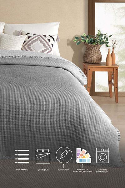 Elart Anthracite Rubby Muselin Lean Long Motives 210X230 cm Jacketed Cross Personality Manta