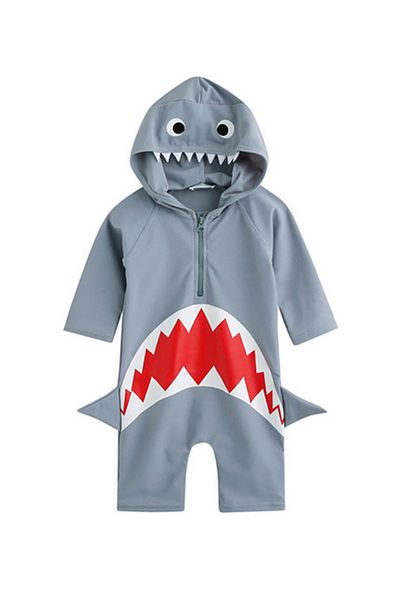SAPS SAPS Shark Graphic Quick Drying Full Sleeves Legged Swimsuit - Grey