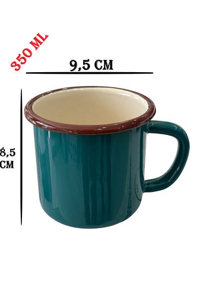 AHİR TİCARET Marbling Metal Enamel 350 ml Tea and Water Glass with Handle