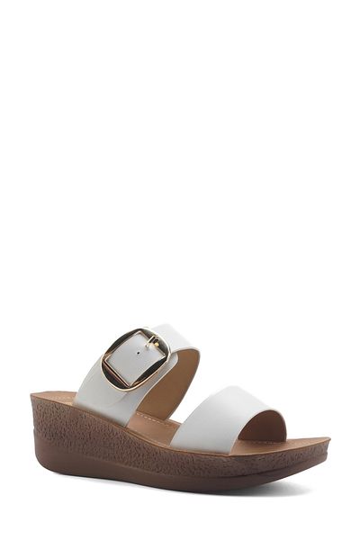 Polaris 407073.Z5Fx White Women's Wedge Heel Slippers