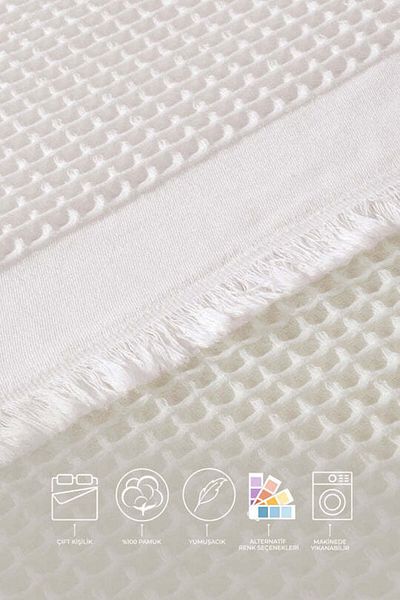 Elart Pique alb cu volane 220x240 cm pentru doi