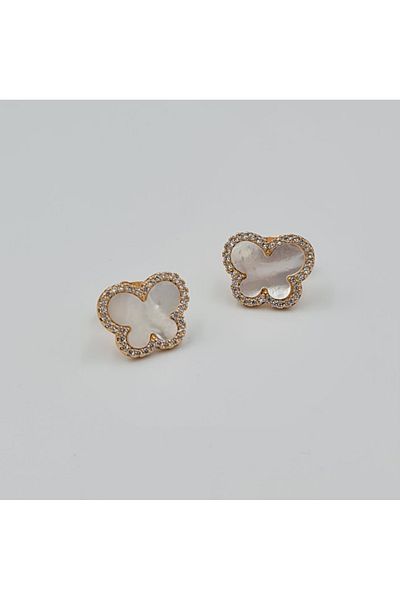 SE Jewellery Collection Selin Ersoy Rose Gold Zircon Stone Decorated Butterfly Earrings Vip Xuping, with Pins, Does Not Tarnish (1.3 cm)