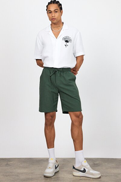 MADZEYMODA Ανδρικό λινό σορτς με ελαστική μέση LS-93099