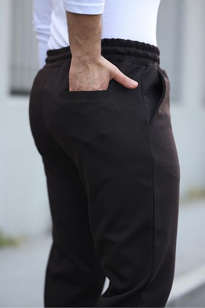 Miron Ανδρικό παντελόνι Jogger σε καφέ ελαστική μέση-2513
