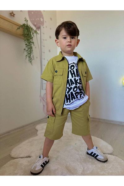 tunays shopping Cargo Pocket Summer 3 Piece Boy's Suit