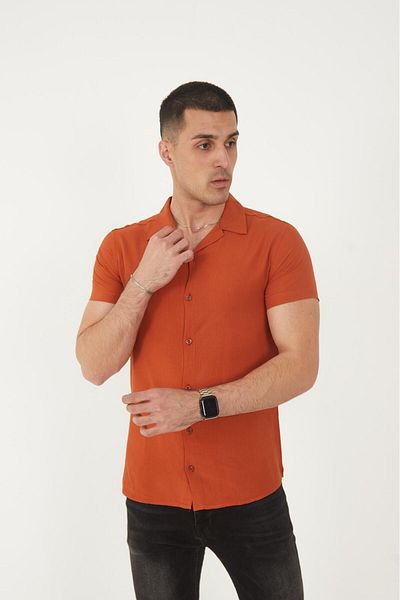 MFZ Giyim Cămașă dreaptă din viscoză cu guler Apas MFZ001