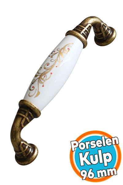 NZB Porselen Eskitme Antik Sarı 96 mm Mobilya Mutfak Çekmece Dolap Dolabı Kul...