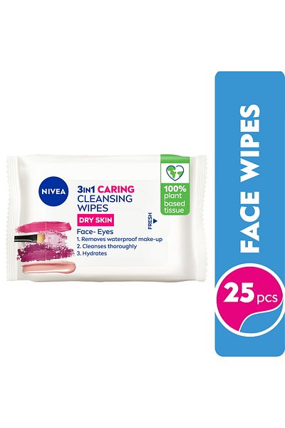 NIVEA Face Wipes 3in1 Caring Cleansing Dry Skin 25 pcs