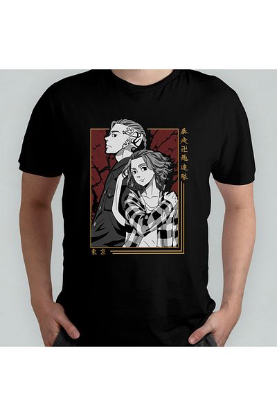 Pixxa Tokyo Revengers Anime Manga Unisex 100% βαμβακερό μπλουζάκι με λαιμόκοψη μοντέλο 15