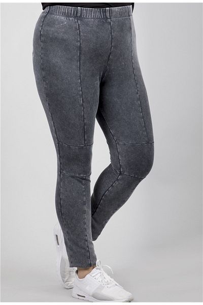 MYLİNE Women's Dark Gray Acid Washed Leggings 23656-m