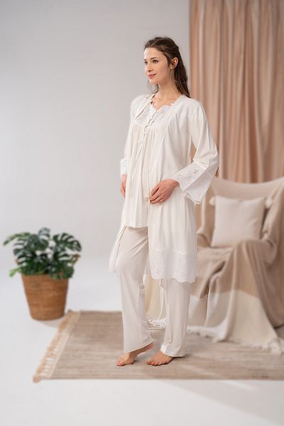 Pelin Women's Maternity Maternity 3-Piece Pajama Set