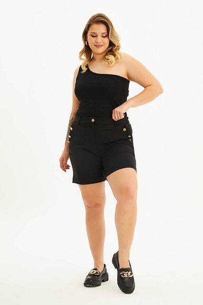 MYLİNE Pocket Detailed Metal Buttoned Shorts