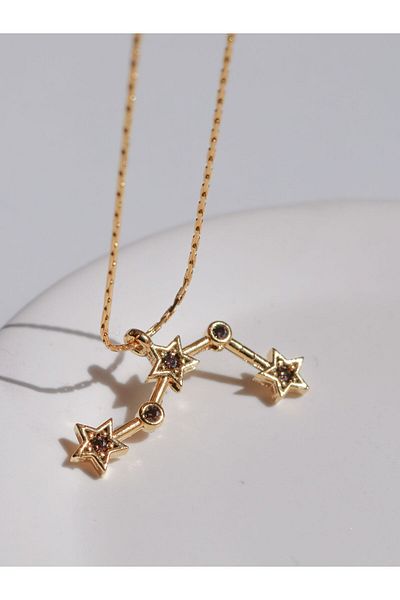 Reorah Collection Horoscope Star Map Birth Month Stone Necklace-Aries Zodiac Sign