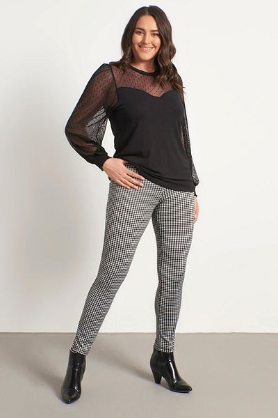 MYLİNE Leggings with Houndstooth Print