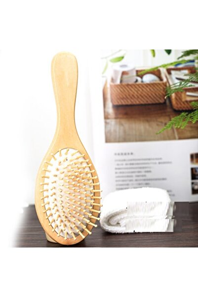 Livava Pieptene alb pentru păr din lemn periat 22x6