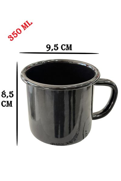 AHİR TİCARET Marbling Metal Enamel 350 ml Tea and Water Glass with Handle