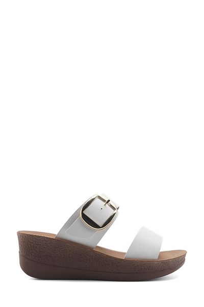 Polaris 407073.Z5Fx White Women's Wedge Heel Slippers