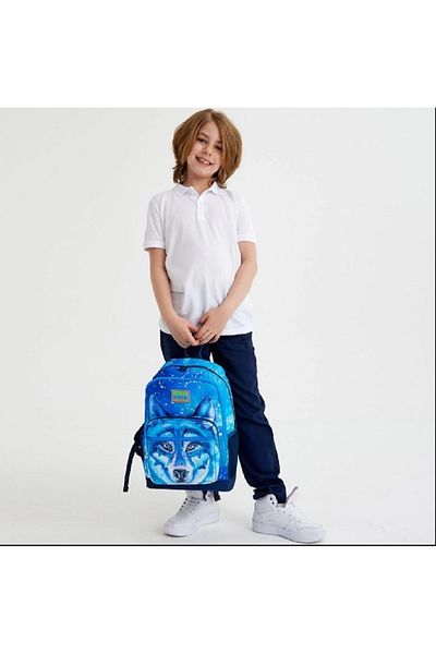 hediyeconcepti Set de genți de școală din 3 piese Coral High Kids, albastru bleumarin, cu model de lup