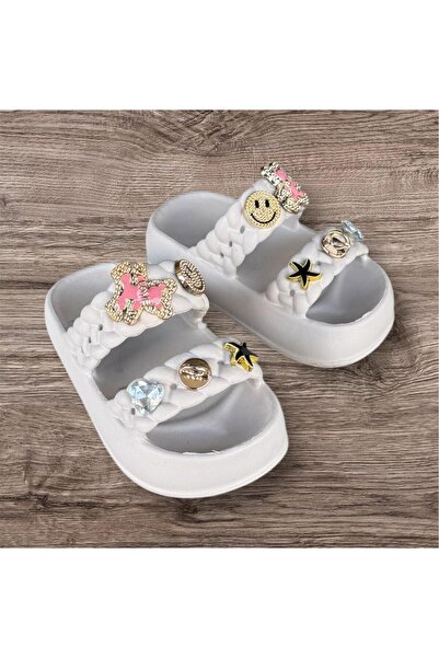 Sonimix Girl Child Colorful Soft Soft Orthopedic Sole Double Banded Stone Slippers