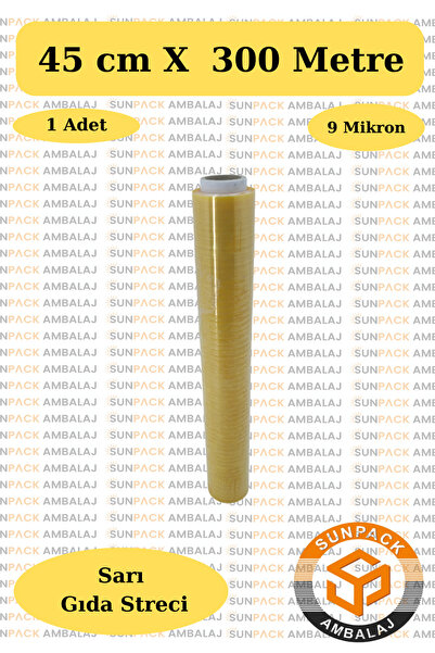 sunpack ambalaj Gıda Streç Filmi 45cm x 300m - 9 Mkrn, Sarı, 1 Adet, Gıda Tem...