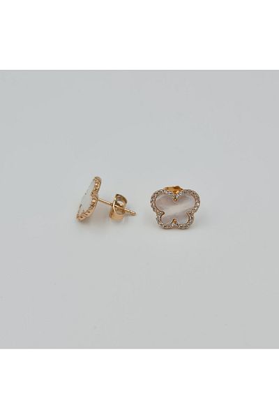 SE Jewellery Collection Selin Ersoy Rose Gold Zircon Stone Decorated Butterfly Earrings Vip Xuping, with Pins, Does Not Tarnish (1.3 cm)