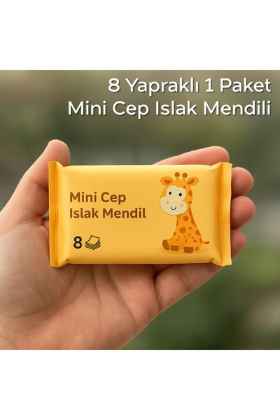 ARVALE 1 Paket 8 Yapraklı Mini Cep Islak Mendili | Turuncu