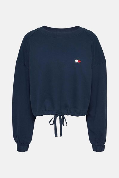 Tommy Jeans Tommy farmer női sötétkék csipke részletes logós pulóver