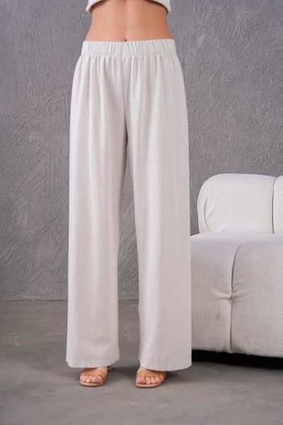 MVStore Women's Elastic Waist Wide Leg Comfortable Fit Linen Trousers